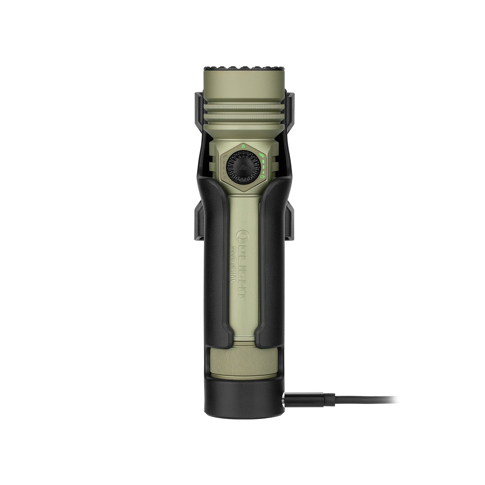 Olight Seeker Ultra in Ladehalterung mit USB-C Kabel
