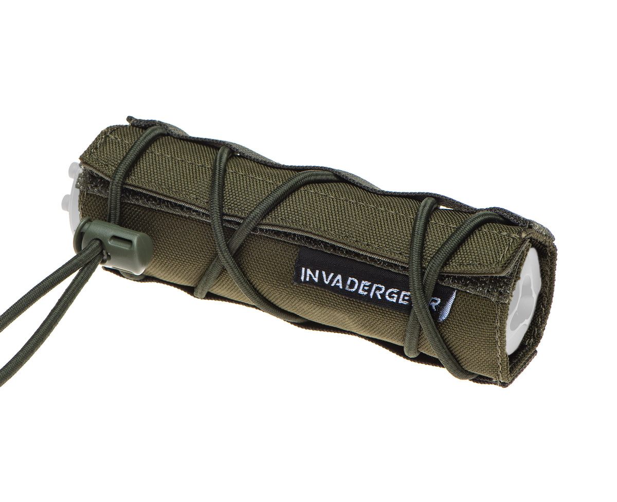 Invader Gear Suppressor Cover 14cm in OD Olive, Cordura mit Bungee-Schnürung