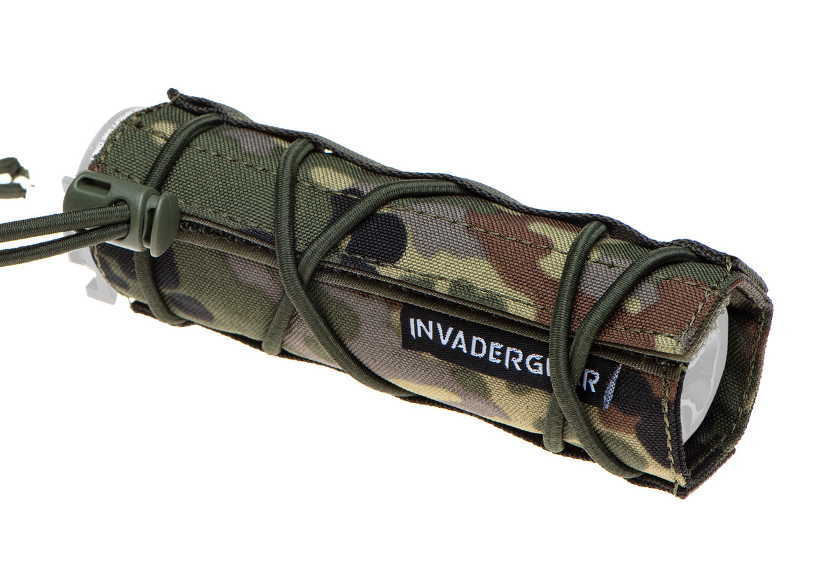 Invader Gear Suppressor Cover 14cm in Flecktarn, Cordura mit Bungee-Schnürung