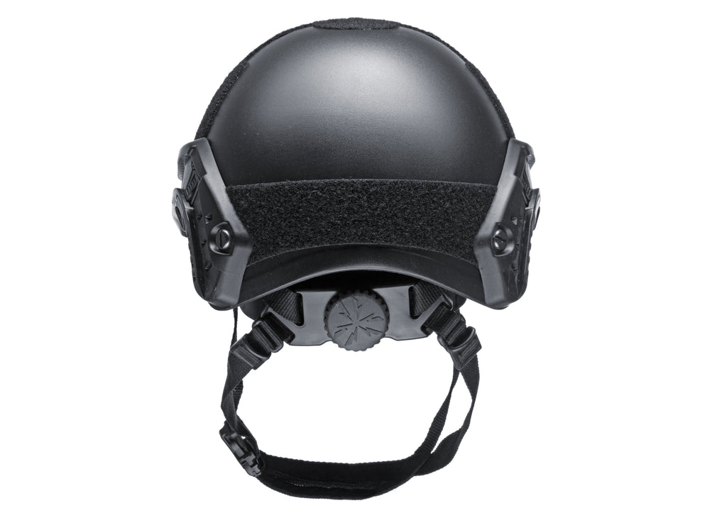 Emerson FAST Helmet MH Replica in Schwarz, Rückansicht mit Drehverschluss und 4-Punkt-Kinnriemen