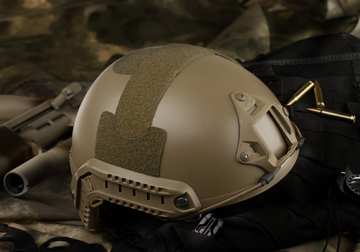 Emerson FAST Helmet MH Replica in Tan, Detailaufnahme der NVG-Frontaufnahme