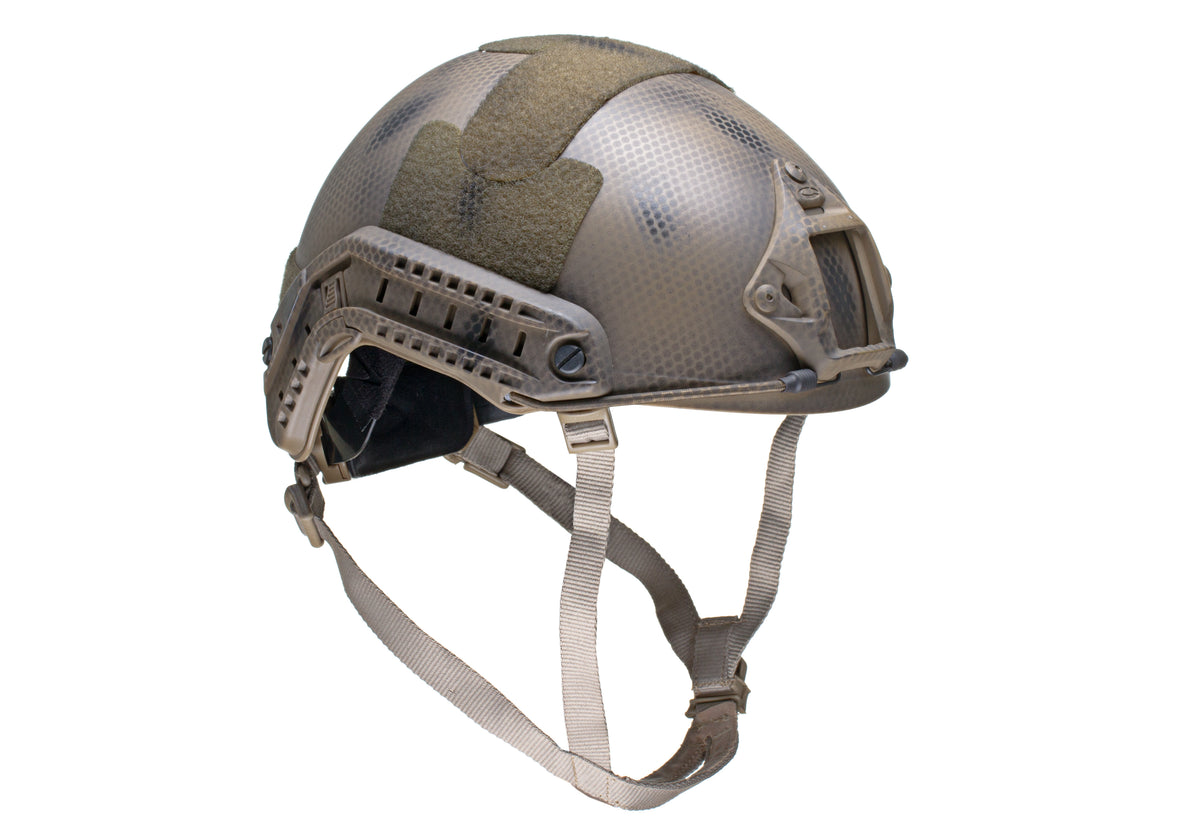 Emerson FAST Helmet MH Replica in Subdued, Seitenansicht mit NVG-Shroud und Bungee-Kordel