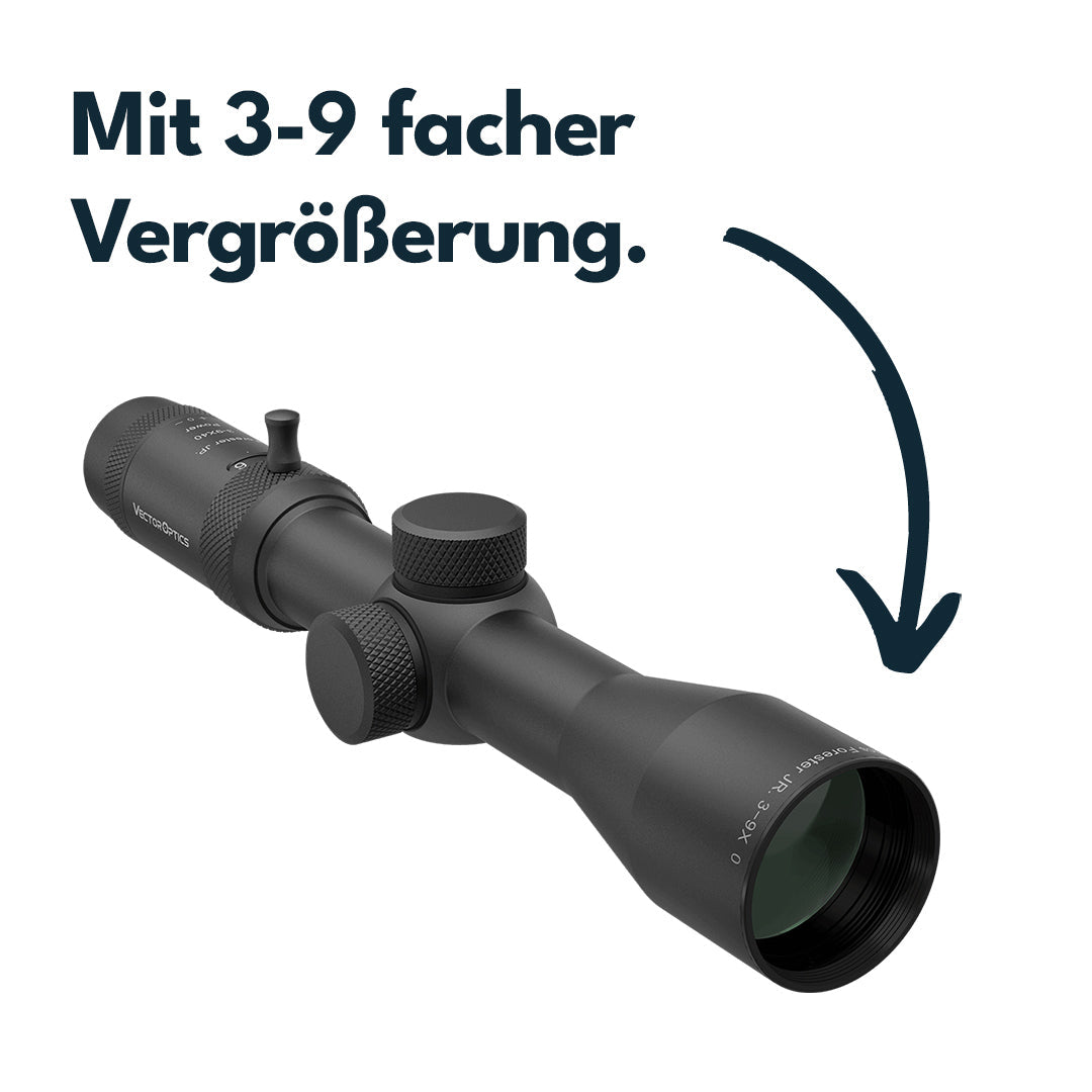 Verstelltürme des Forester JR 3-9x40 mit 1/4 MOA Klick und Schutzkappen