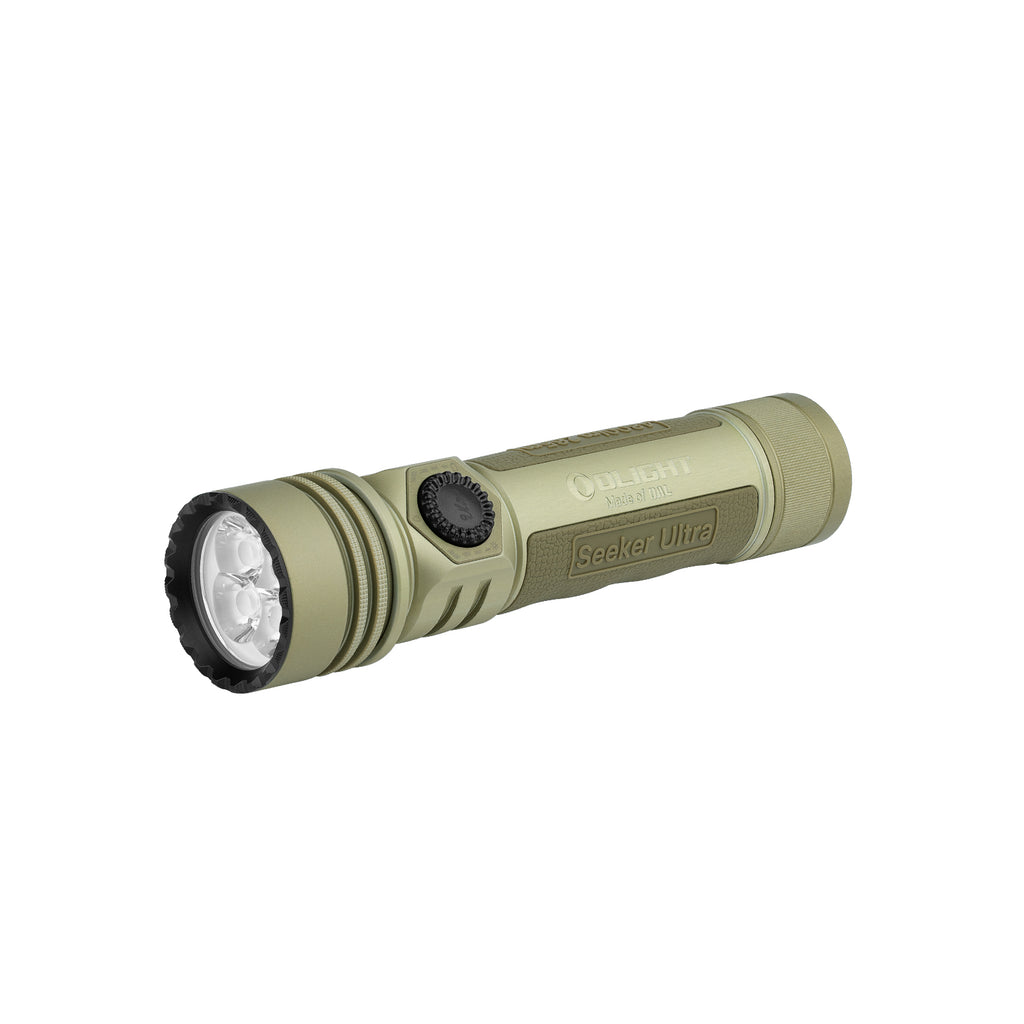 Olight Seeker Ultra LED Taschenlampe in Olivgrün, Frontansicht