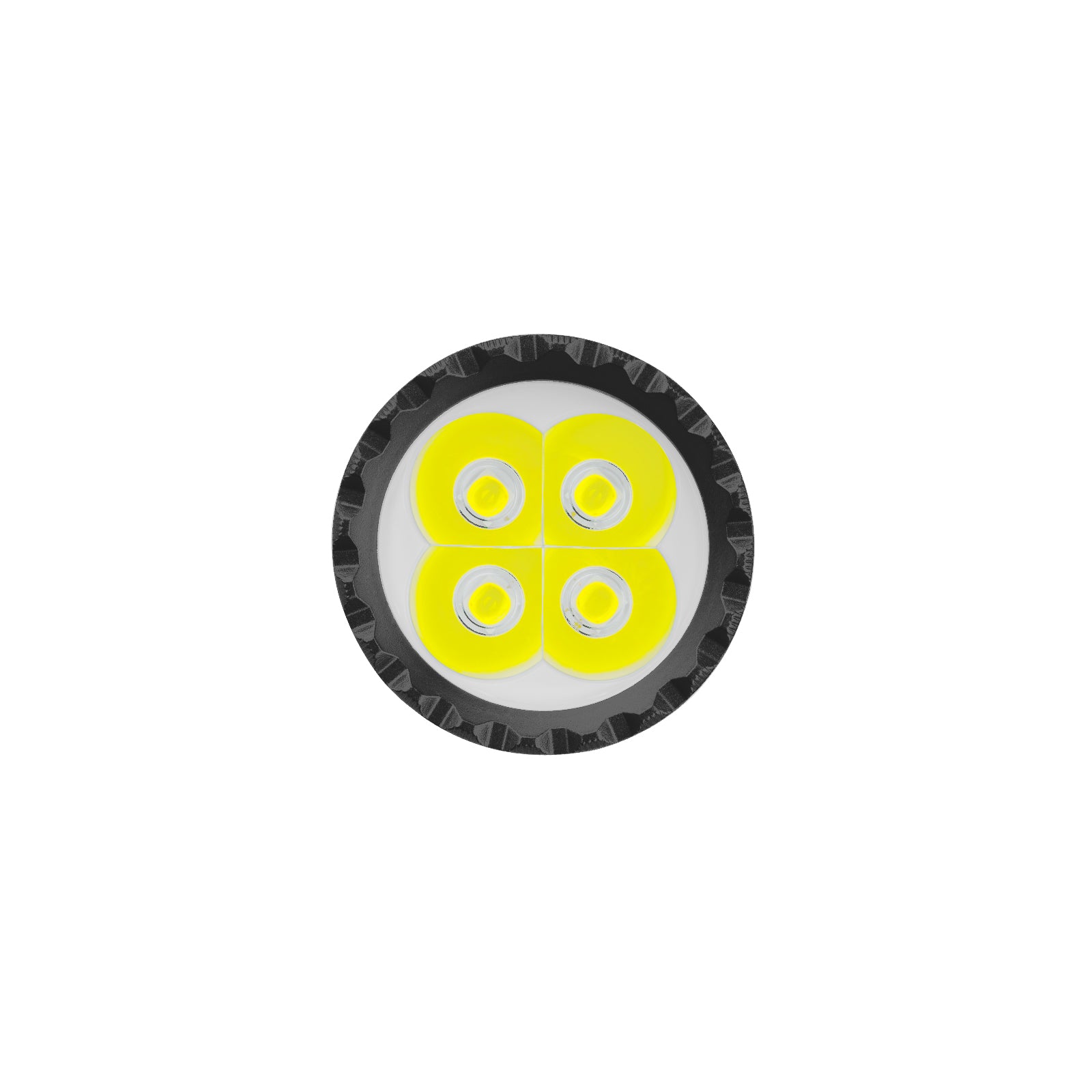 Olight Seeker Ultra Lampenkopf mit vier LEDs und TIR-Linse, Nahaufnahme