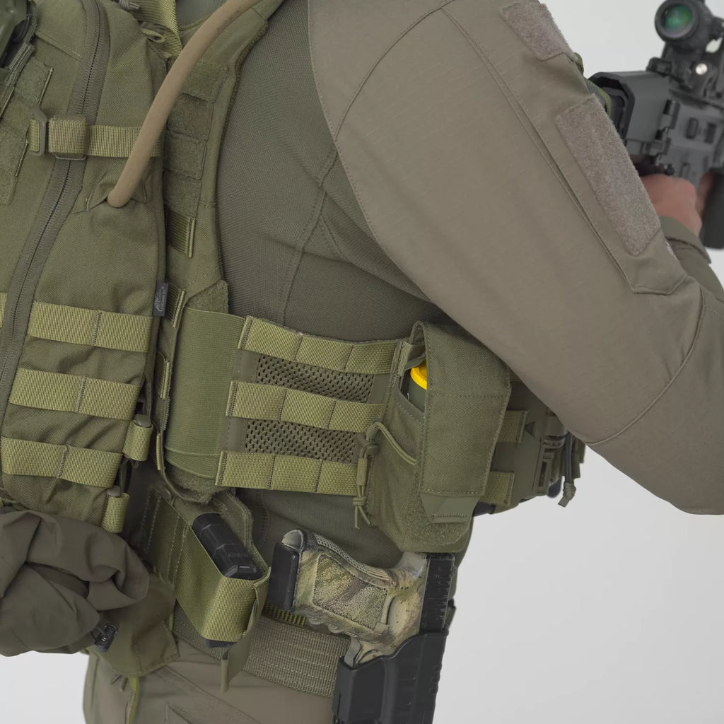 Double Horizontal Pouch Olive Green Detail Naht